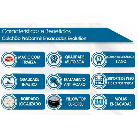 Imagem de Cama Box Casal: Colchão Molas MasterPocket Ensacadas Probel   Evolution + Base CRC Courano Branco(138x188)