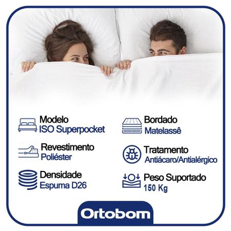 Imagem de Cama Box Casal + Colchão Ortobom Molas Ensacadas ISO SuperPocket 138x188x67 Marrom