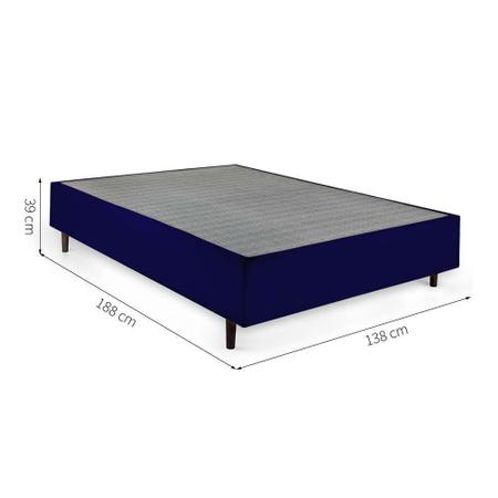 Cama Box Casal com Colchão Guldi Duplo Plus D28 Branca e Azul Imagem de Cama Box Casal com Colchão Guldi Duplo Plus D28 Branca e Azul
