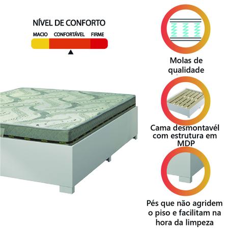 Imagem de Cama Box Casal Desmontável Com Colchão Molas Caribe 138x188x51cm Bege/Branco Gazin - Suporta até 100kg por Pessoa