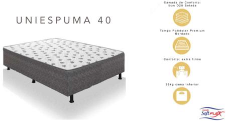 Cama Box Casal Imperial Acoplado Uniespuma D28 - SoftFlex Imagem de Cama Box Casal Imperial Acoplado Uniespuma D28