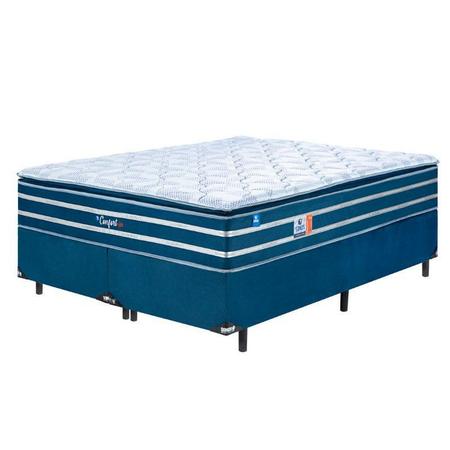 Imagem de Cama Box Casal king Sonos Molas Ensacadas Individuais Confort in Blue  193x203x74cm