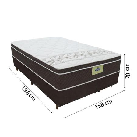 Imagem de Cama Box Casal Queen Colchão Molas Ensacadas Euro Top Rubi Gazin 158x198x70cm Marrom/Branco