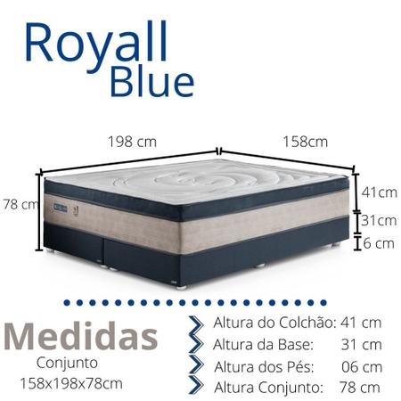 Imagem de Cama Box Casal Queen Size 158x198x78cm Royal Blue Gazin Colchões Megasul