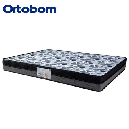 Imagem de Cama Box Casal Sintético Bipartido + Colchão Ortobom ISO Dupla Face 60x138x188