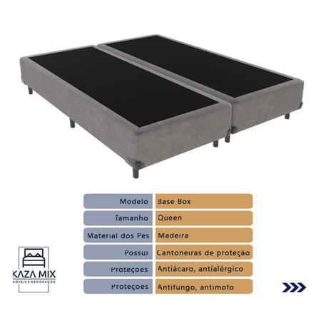 Imagem de Cama Box Cinza e Colchão Queen Personalle Molas Ensacadas Plumatex