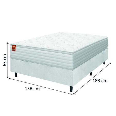 Imagem de Cama Box Colchão Casal Molas Ensacadas Real 138x188x65cm Linho Branco Inducol - Suporta até 130kg por Pessoa