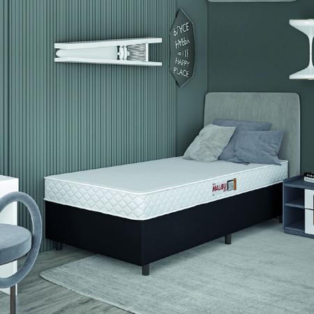 Imagem de Cama Box Colchão Solteiro Espuma D20 Malibu 78x188x50cm Branco / Preto Hellen