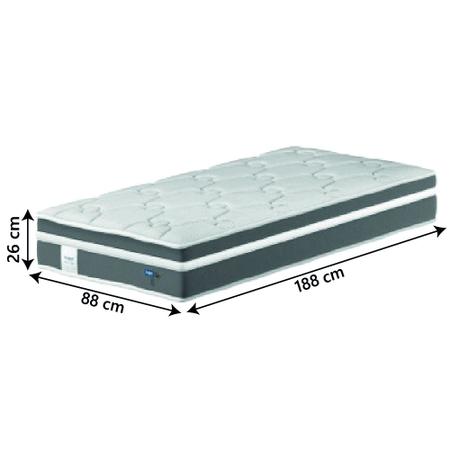 Imagem de Cama Box Colchão Solteiro Molas Ensacadas Euro In Up 88x188x64cm Cinza / Branco Probel - Suporta até 110kg por Pessoa