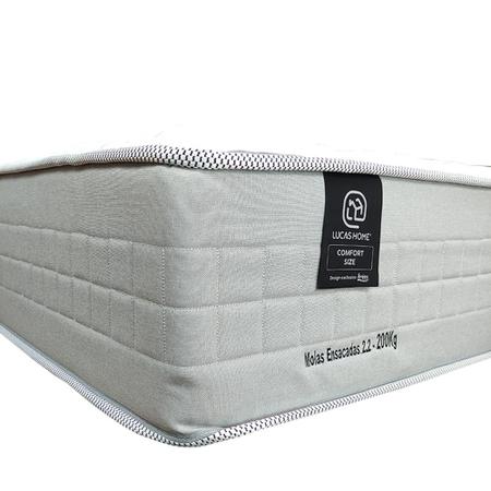 Imagem de Cama Box com Baú Casal Branca + Colchão de Molas Ensacadas - Lucas Home & Anjos - Comfort Size 138cm