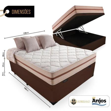 Imagem de Cama Box Com Baú Casal + Colchão De Molas Ensacadas - Anjos - Classic 22x188x138cm