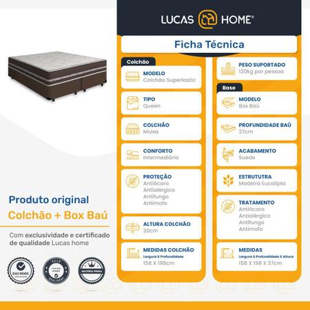 Imagem de Cama Box com Baú Queen + Colchão de molas - Anjos - Classic Superlastic 158cm