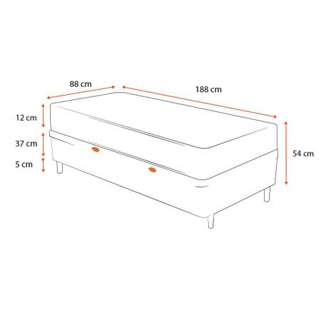 Imagem de Cama Box Com Baú Solteiro + Colchão De Espuma D23 - Ortobom - Light 88cm