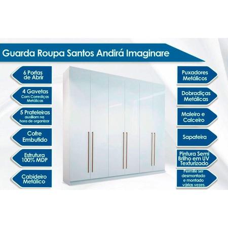 Imagem de Cama Box Conjugada Casal Union + Guarda Roupa Imaginare 6.4 Castanha/Off White