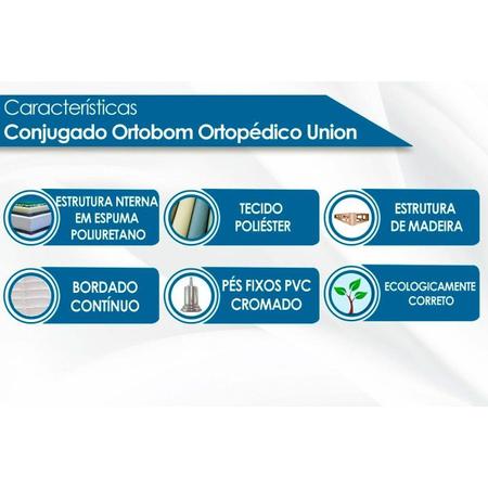 Imagem de Cama Box Conjugada Casal Union Ortobom + Guarda Roupa Imaginare 6.4 Castanha/Off White
