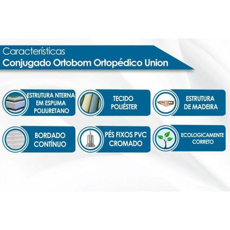 Imagem de Cama Box Conjugado Solteiro: Colchão Ortopédico  Union (108x198) Ortobom