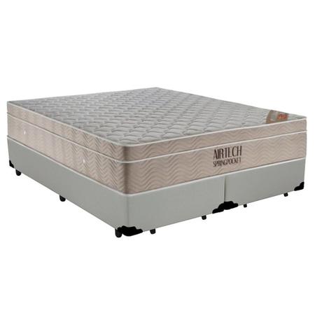 Imagem de Cama Box King Bipartido Sintético + Colchão Ortobom Airtech Molas Ensacadas 65x193x203 Branco