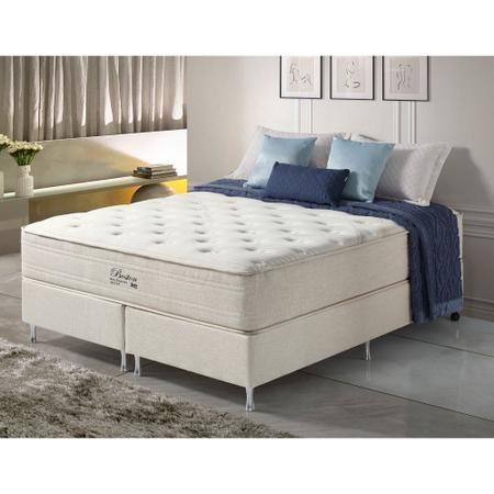 Imagem de Cama Box King Cinza + Colchão Molas Ensacadas HiperSoft Boston 193x203x71cm