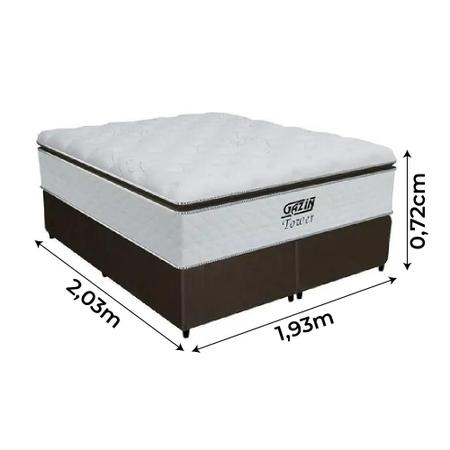 Cama Box King - Colchão Crown - Mola Ensacada - PillowTop - 193x203x67cm