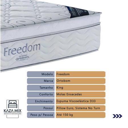 Imagem de Cama Box King Marrom e Colchão Freedom Ortobom D33