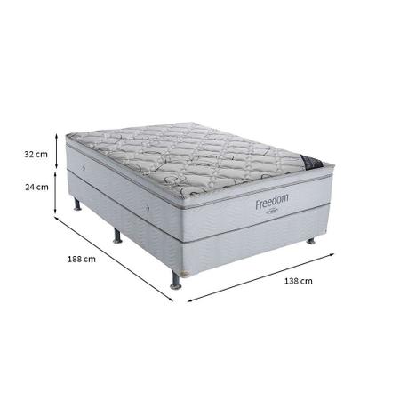 Imagem de Cama Box Light com Colchão Casal Molas Ensacadas Freedom (32x138x188) Branco