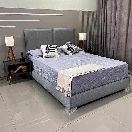 Imagem de Cama Box Luxo Com Cabeceira Módena Linho Cinza RBL King 1,95 X 2,05