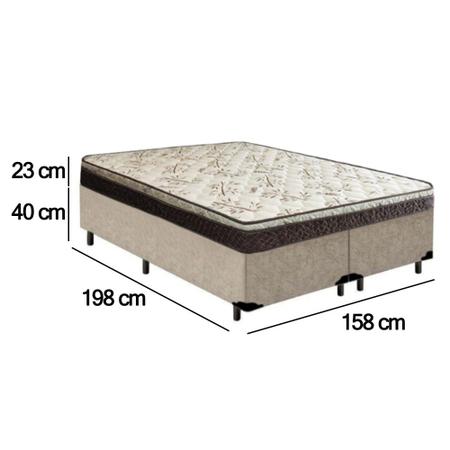 Cama Box Queen Bipartido Suede + Colchão Elegance Ortopédico Espuma D33 Extra Firme 158x198x63 Bege - LUFLEX Imagem de Cama Box Queen Bipartido Suede + Colchão Elegance Ortopédico Espuma D33 Extra Firme 158x198x63 Bege
