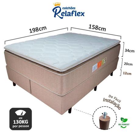 Imagem de Cama Box Queen + Colchão Emperor Relaflex 158x198x59 Ortopédico