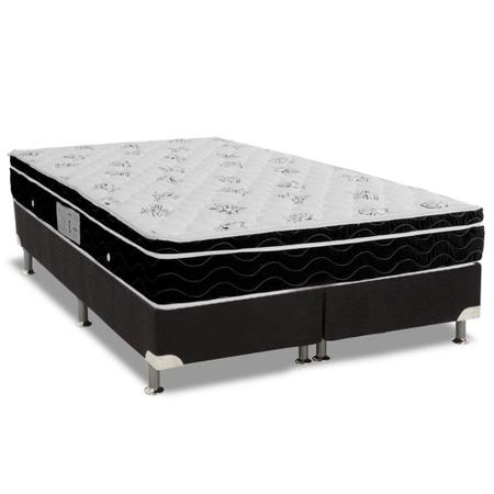 Imagem de Cama Box Queen: Colchão Molas Bonnel Ortobom Nanolastic Physical Spring + Base CRC Suede Black(158x198)