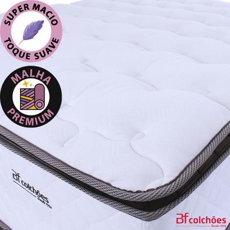 Imagem de Cama Box Queen Colchão Molas Ensacadas com Pillow Top Extra Conforto 158x198x72cm - Premium Sleep - BF Colchões