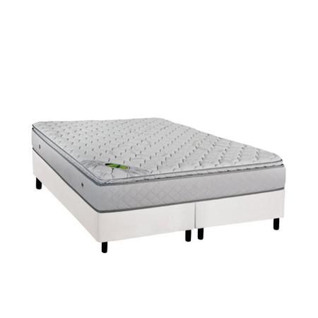 Imagem de Cama Box Queen: Colchão Molas Luckspuma MasterPocket Ensacadas Luck Spring + Base CRC Courano White(158x198)