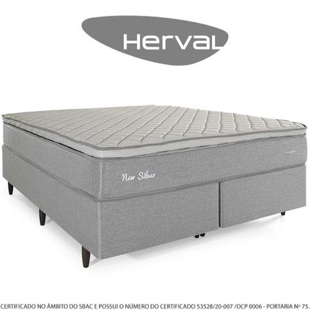 Imagem de Cama Box Queen Herval New Silver, 67x158x198 cm, Molas Ensacadas