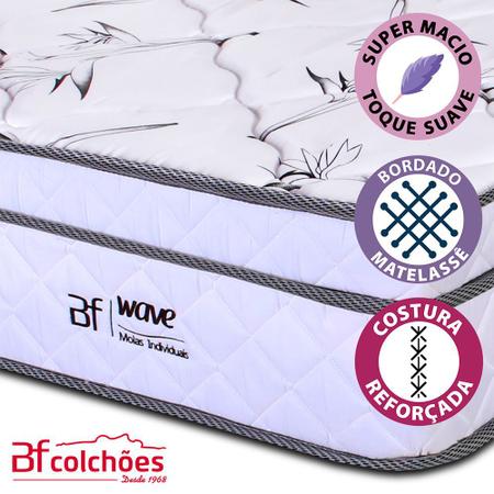Imagem de Cama Box Solteirão - Colchão Molas Ensacadas Com Pillow Top E Box Wave 97x203x57cm - BF Colchões