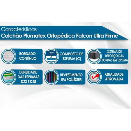 Imagem de Cama Box Solteiro: Colchão Ortopédico Plumatex D28/EP Falcon Ultra Firme + Base CRC Suede Black(88x188)
