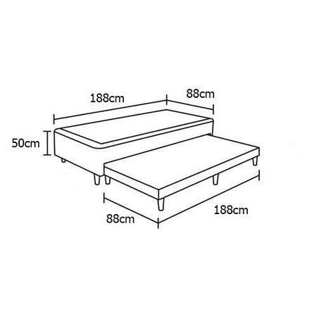 Imagem de Cama Box Solteiro com Auxiliar Espuma Sintético Bege 50x88x188