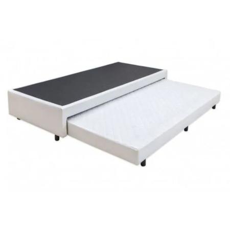 Imagem de Cama Box Solteiro com Auxiliar Mola Bonnel Sintético Branco 50x88x188