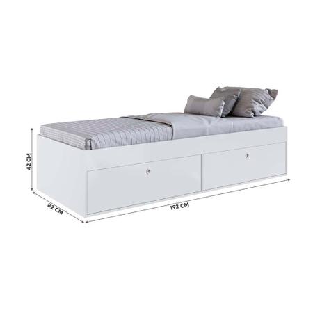 Imagem de Cama Box Solteiro Com Sapateira Branco Com Colchão Hioric Shop Jm