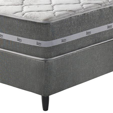 Imagem de Cama Box Solteiro King Cinza + Colchão Molas Ensacadas Miami 96x203x63cm