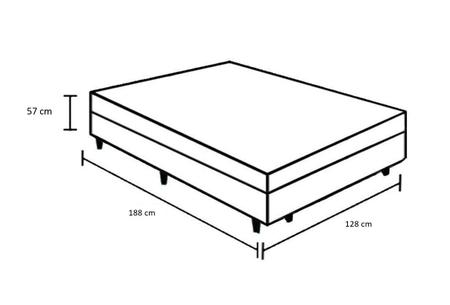 Imagem de Cama Box Viúva 128 Tecido Sintético Branco com Colchão Lisboa Espuma D28 Preto