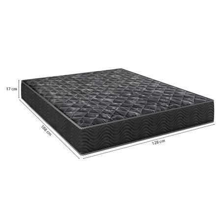 Imagem de Cama Box Viúva 128 Tecido Sintético Branco com Colchão Lisboa Espuma D28 Preto