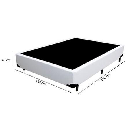 Imagem de Cama Box Viúva 128 Tecido Sintético Branco Com Colchão Marrocos - Poliéster - Espuma D33 30cm