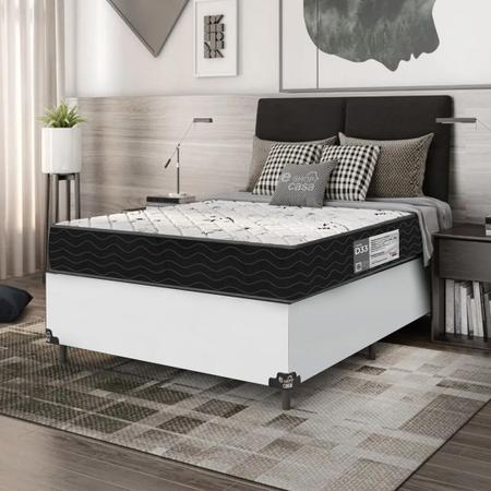 Imagem de Cama Box Viúva + Colchão D33 One Face - 56x128x188cm - Couro Branco