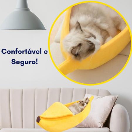 Imagem de Cama Caminha Pet Banana Pelúcia Gatos Cachorros 90cm Premium