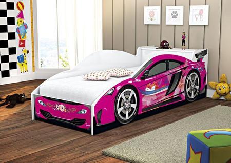 Cama Carro Corrida Infantil Rosa