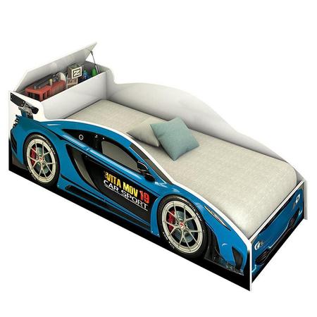 Cama Infantil Carro De Corrida 0,70 Branco - Vitamov 0501010 no Shoptime