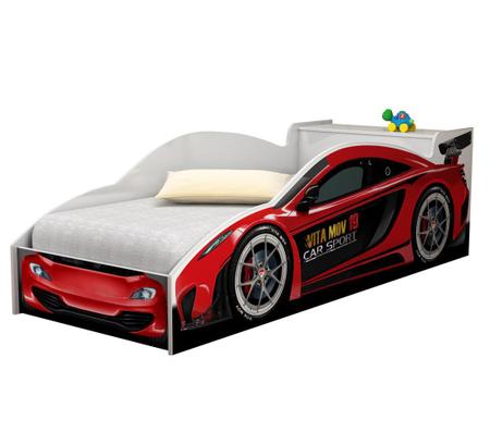 Imagem de Cama Carro Infantil Com Baú e Grade de Proteção