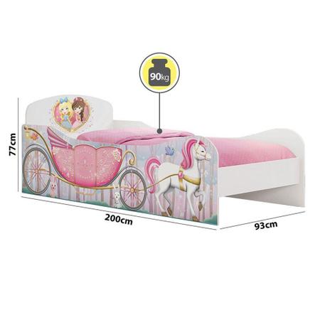 Imagem de Cama Carruagem Infantil Princesas na Floresta M08 Branco Acetinado - Mpozenato