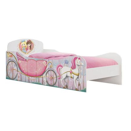 Imagem de Cama Carruagem Infantil Princesas na Floresta M08 Branco Acetinado - Mpozenato