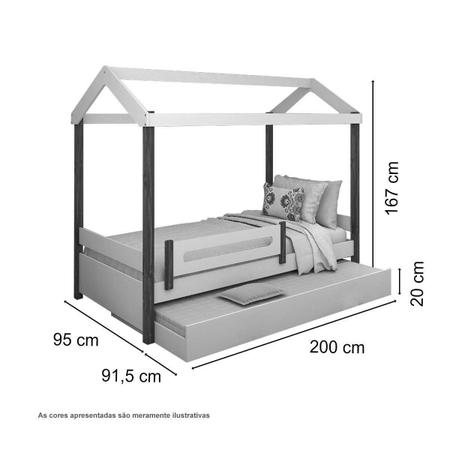 Imagem de Cama Casa Eliz Branco/Mel com Cordão de Luzes LED e Cama Auxiliar