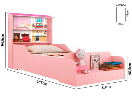 Imagem de Cama Casa Infantil Princesa Rosa com Colchão